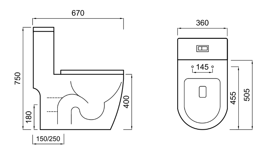 ZAFFIRO PWC-9150 One-Piece Water Closet (Turbo Tornado + ZERO-RIM)