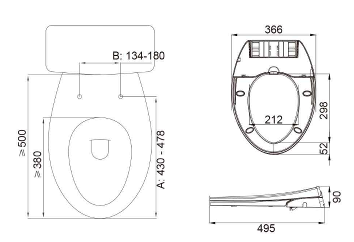 ZAFFIRO PWC-BSU30-PP Bidet Seat Cover specs