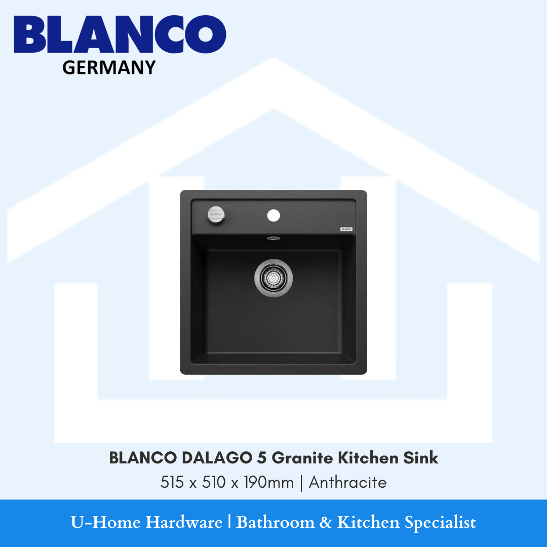 BLANCO DALAGO 5 SILGRANIT Granite Topmount Kitchen Sink with Tap Ledge 515x510x190mm Anthracite for Singapore kitchen renovation