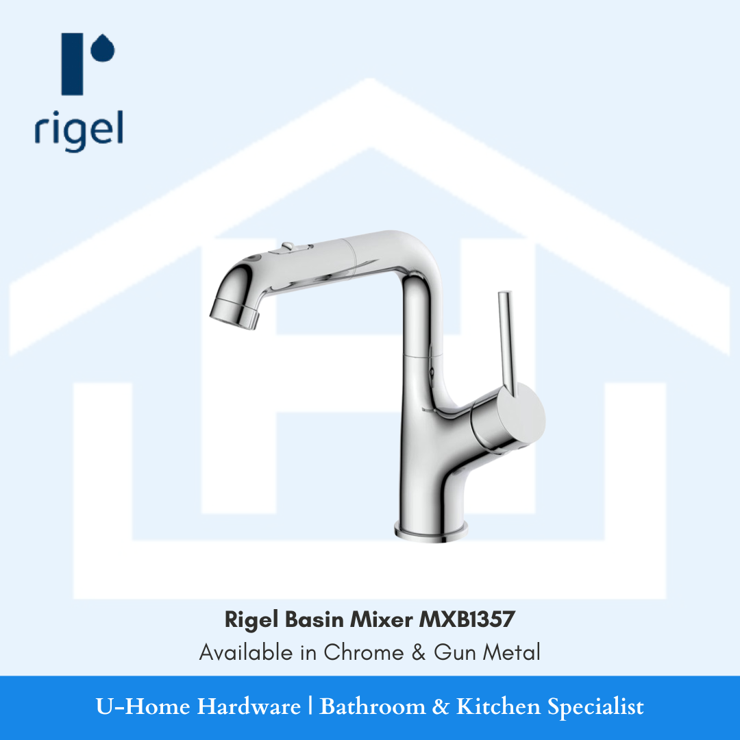 Rigel 3-Function Pull-Out Basin Mixer c/w Mouthwash Spray MXB1357 W2-R-MXB1357 Chrome Gun Metal for Singapore bathroom renovation