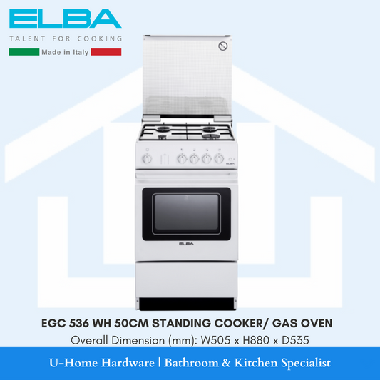 ELBA EGC 536 WH 50CM Standing Cooker Hob/ Gas Oven