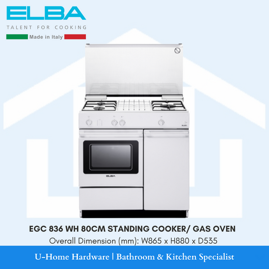 ELBA EGC 836 WH 80CM Standing Cooker Hob/ Gas Oven