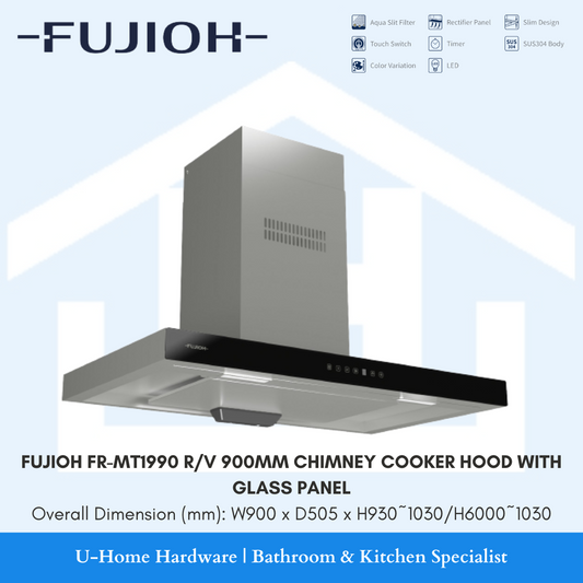 FUJIOH FR-MT1990 R/V 900mm Chimney Cooker Hood with Glass Panel