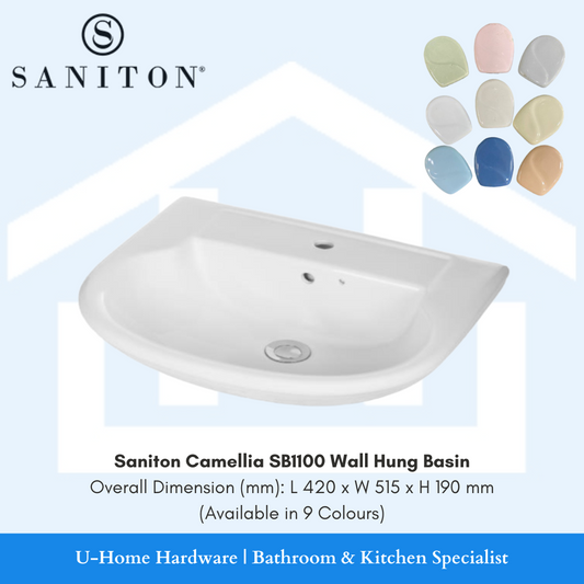 SANITON Camellia SB1100 Wall Hung Basin (Available in 9 Colours)