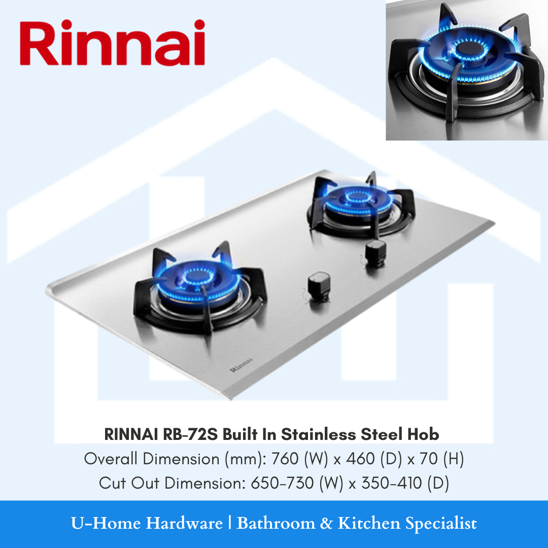 RINNAI RB-72S Built In Stainless Steel Gas Hob