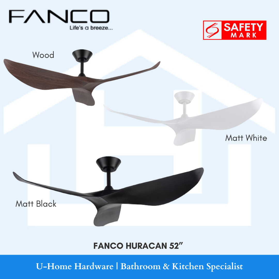 FANCO HURACAN Ceiling Fan 52" (Available in Wood, Matt White, Matt Black)