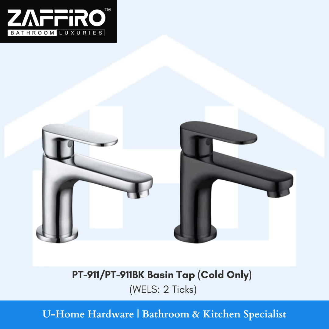 ZAFFIRO PT-911 / PT-911BK Basin Tap (Cold) Available in Chrome or Matt Black Finishing