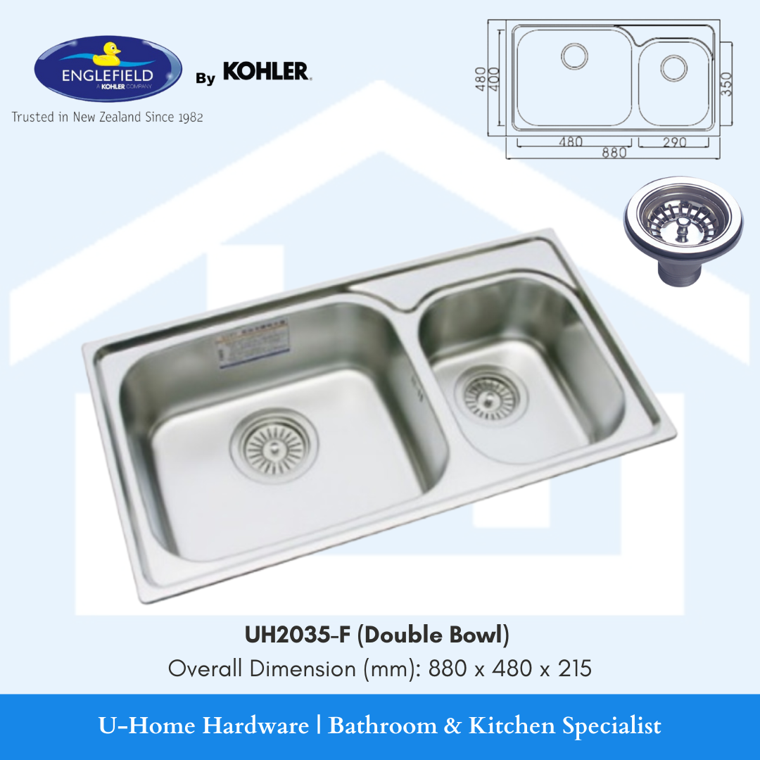 ENGLEFIELD 2035-F Double Bowl Top Mount Stainless Steel Kitchen Sink