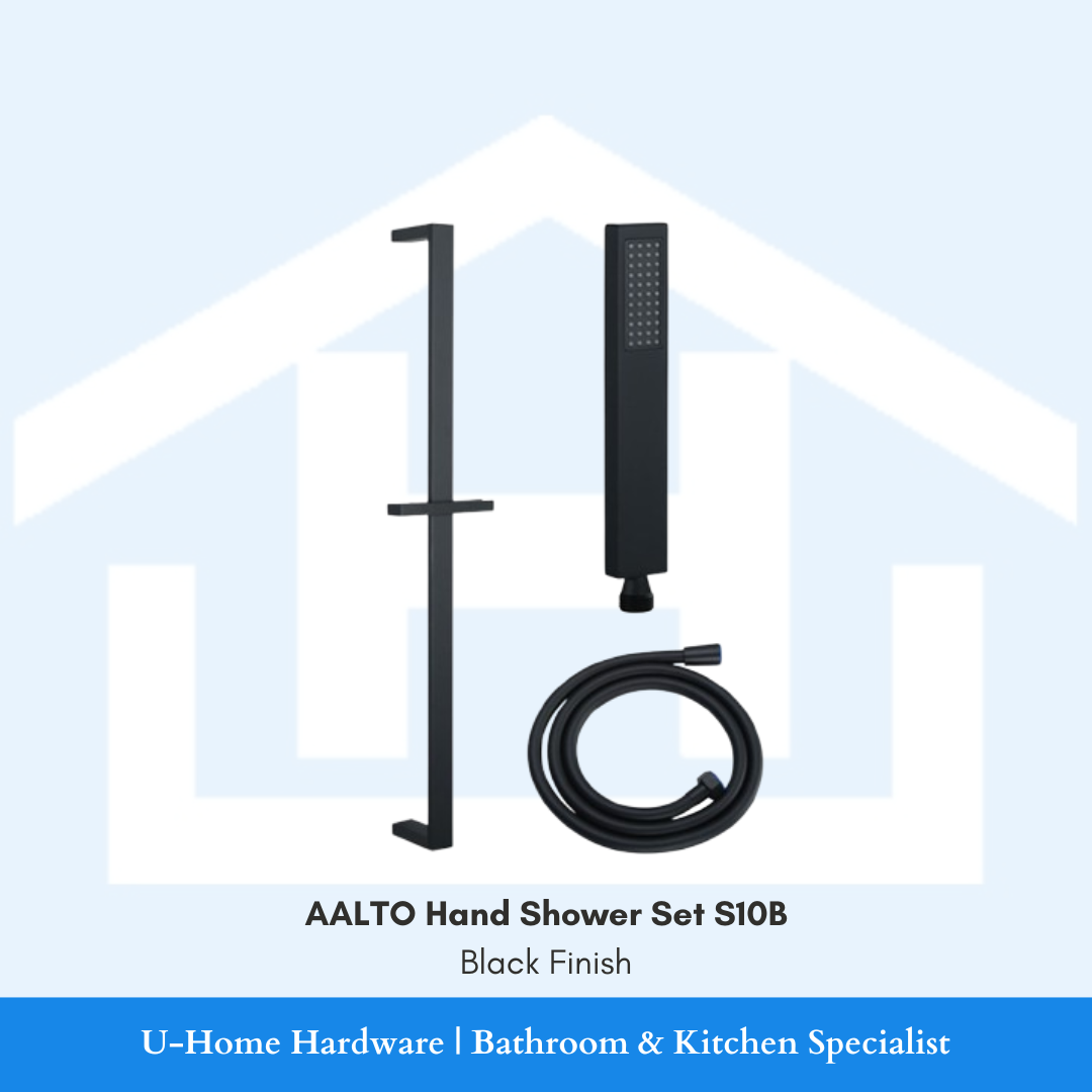 s10 series hand shower set complete with shower bar and anti twist hose in matte black finish