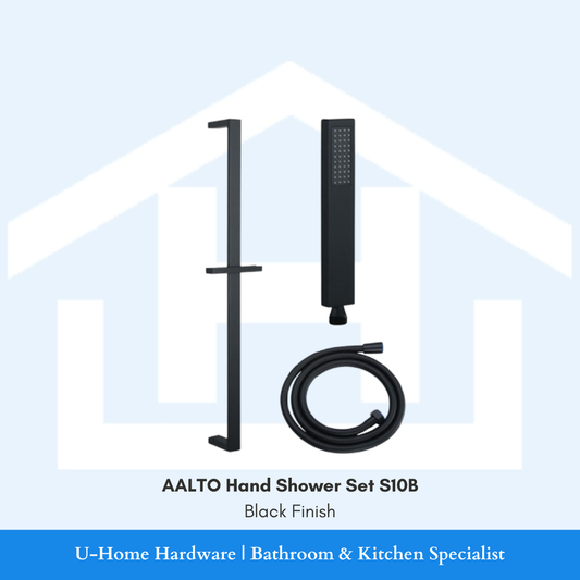 s10 series hand shower set complete with shower bar and anti twist hose in matte black finish