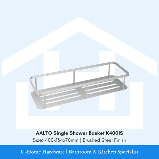 AALTO Single Shower Basket K4001S (Brushed Steel Finish)