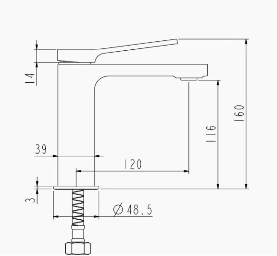 AALTO 1302AC Basin Tap Specifications