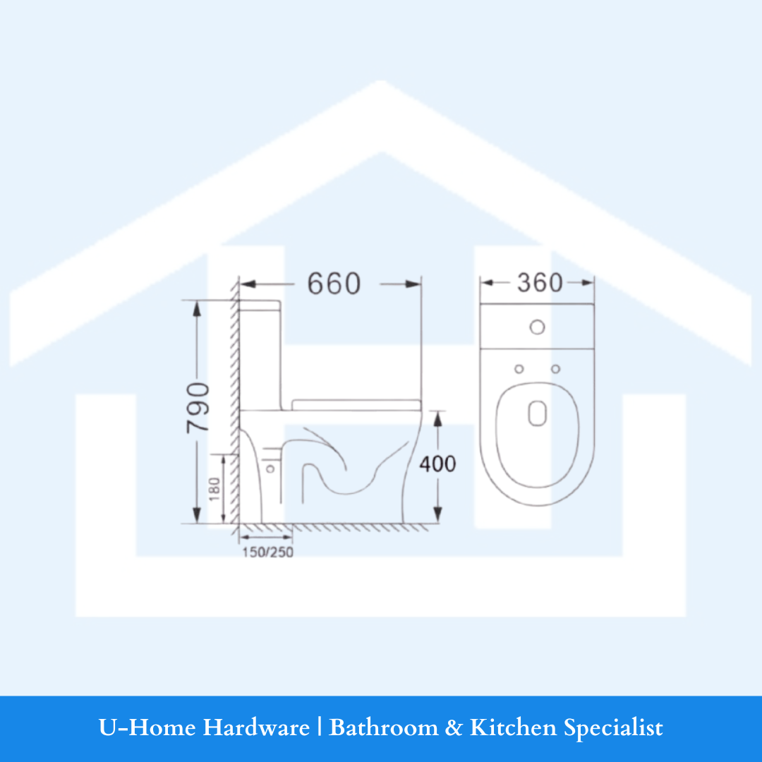  Technical measurements for AL8050 water closet AALTO and dimensions