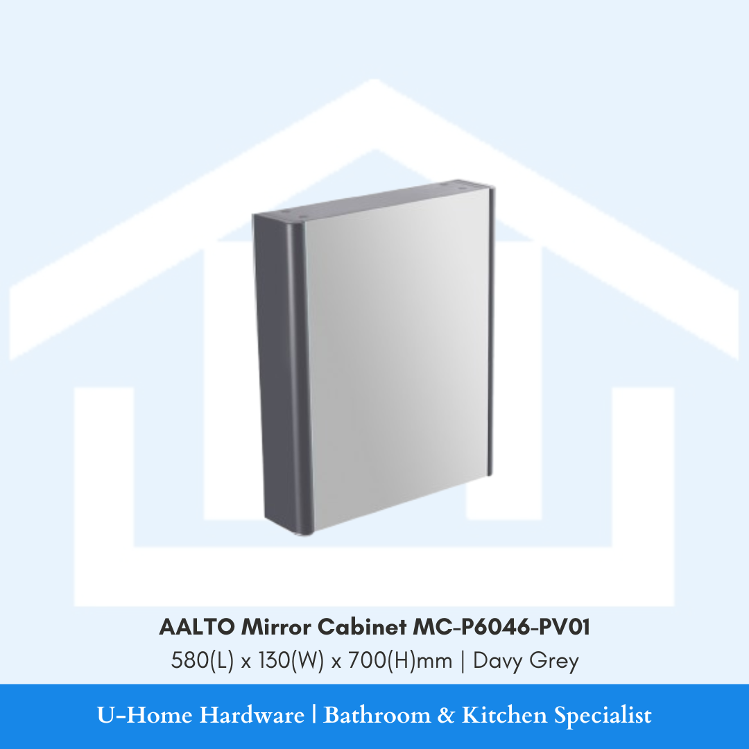 AALTO MC-P6046-PV01 bathroom vanity mirror storage cabinet in Davy Grey.