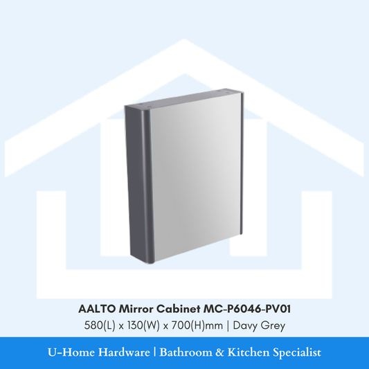 AALTO MC-P6046-PV01 bathroom vanity mirror storage cabinet in Davy Grey.