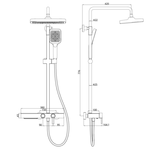AALTO RAIN-SHOWER MIXER 1107GM SPECIFICATIONS