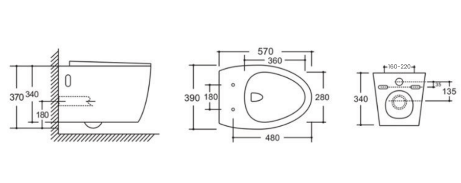 AALTO Rimless Wall-Mount Water Closet 2375 specifications