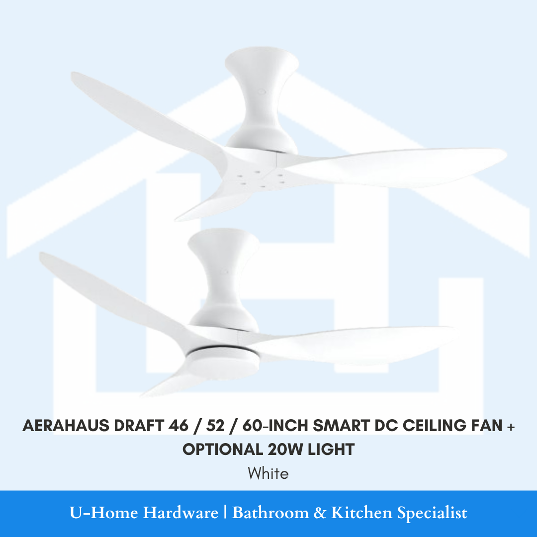 AERAHAUS DRAFT 46 / 52 / 60-INCH SMART DC CEILING FAN + OPTIONAL 20W LIGHT
White
