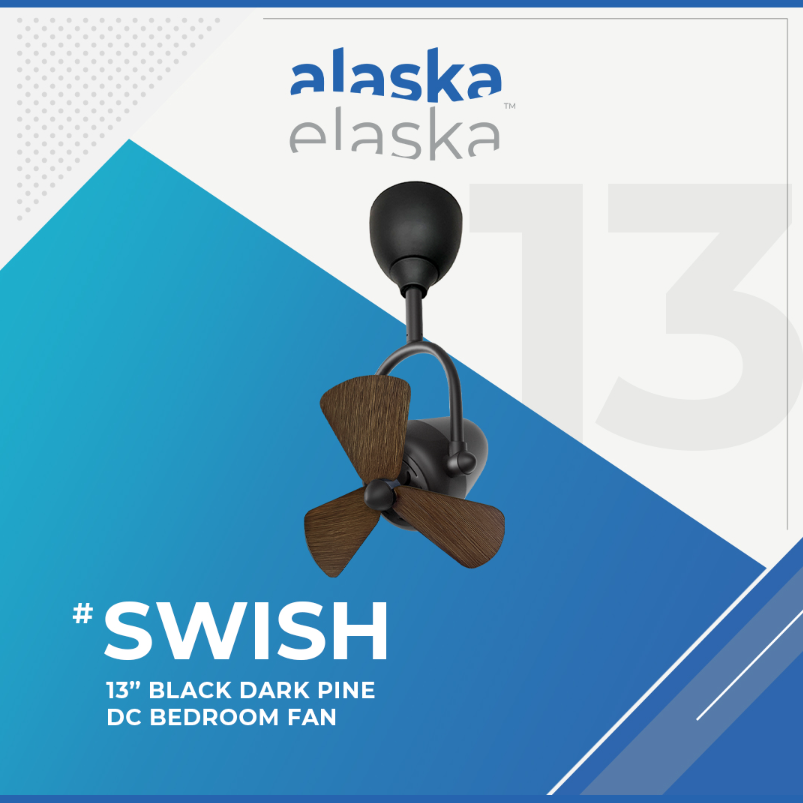 ALASKA SWISH 13INCH BLACK DARK PINE CEILING FAN POSTER