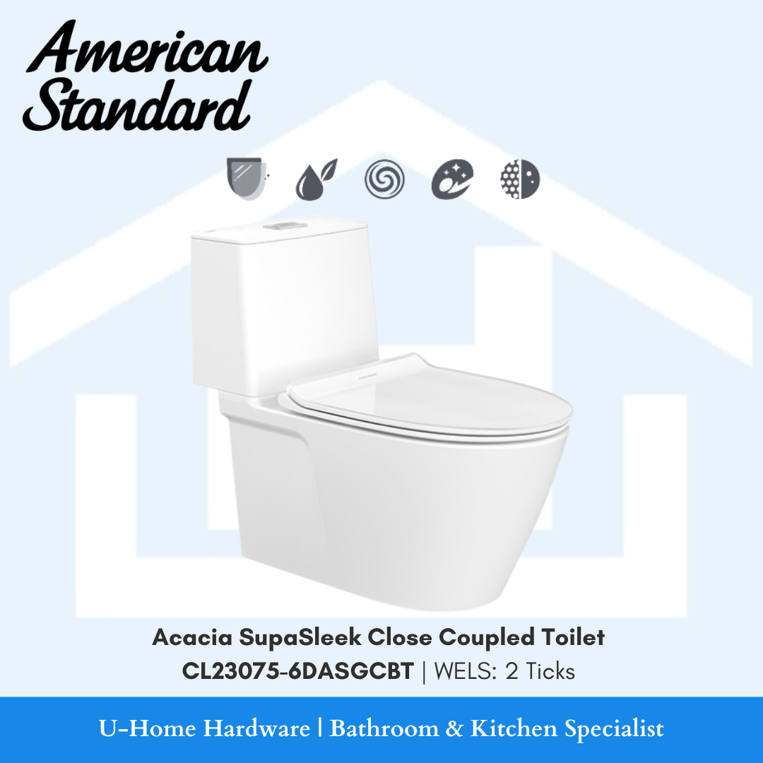 American Standard Acacia SupaSleek Close Coupled Toilet Bowl, 2 ticks wels. water saving aqua ceramic comfortclean power rim crystasleek double vortex