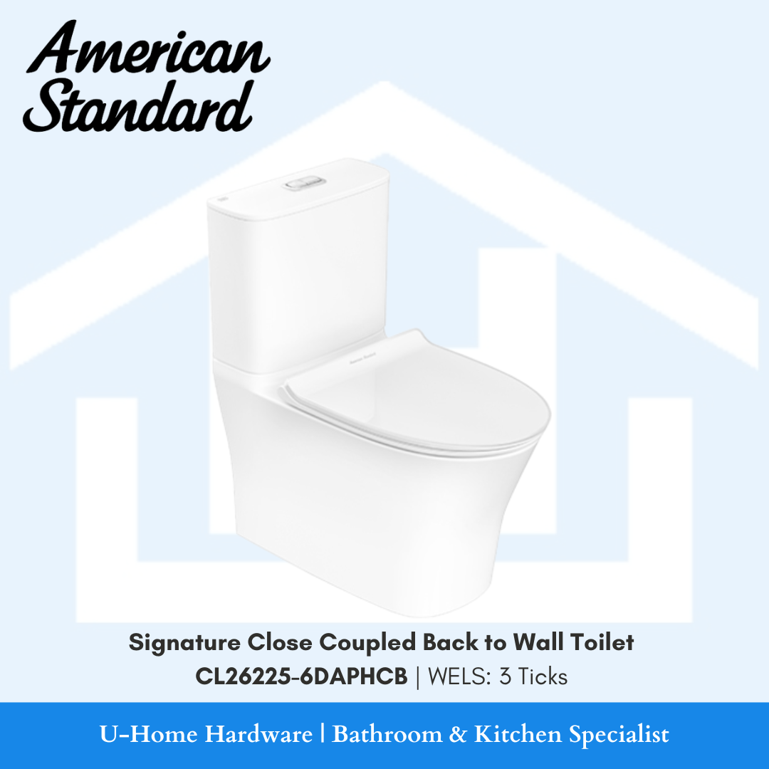 American Standard Signature Close Coupled Back to Wall Toilet CL26225-6DAPHCB Toilet Bowl 3 ticks wels 