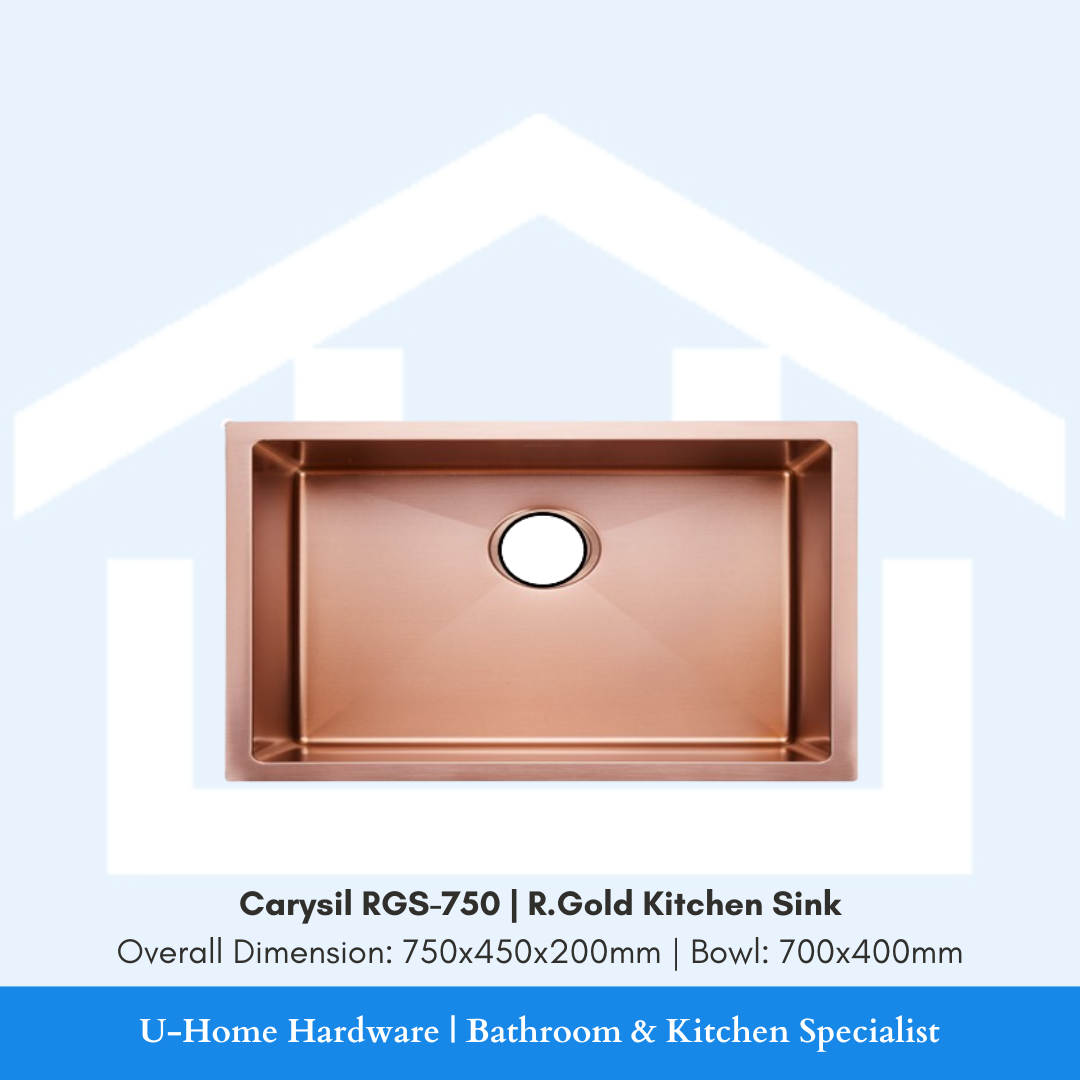 Top-down view of the 750x450mm Carysil RGS-750, illustrating the spacious inner bowl area designed for professional-grade home kitchens and high-volume us