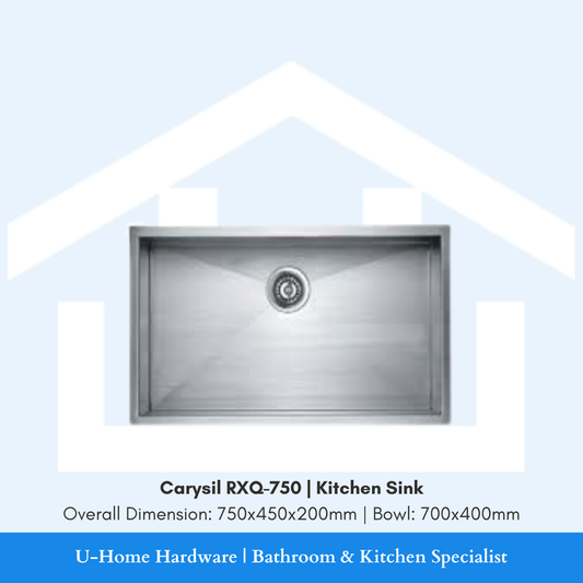 Top-down view of the 750x500mm Carysil RXQ-750, illustrating the spacious inner bowl area designed for high-volume Singaporean households and serious home cooks.
