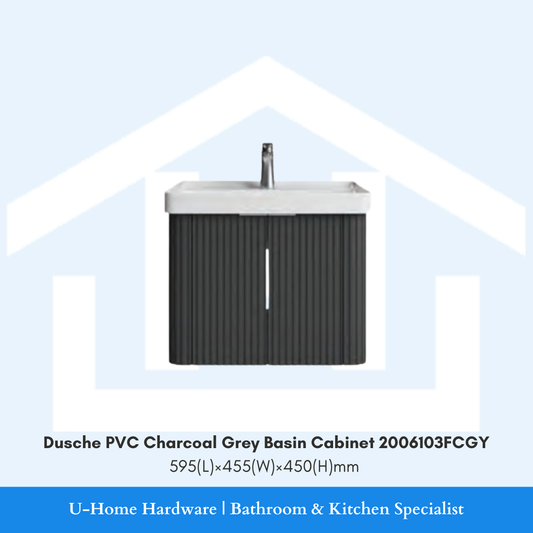 Dusche 2006103FCGY waterproof PVC bathroom cabinet in a bold Fluted Charcoal Grey finish.