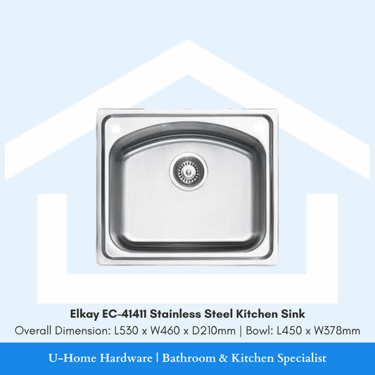 Stainless steel kitchen sink with dimensions Elkay EC-41411 Stainless Steel Kitchen Sink