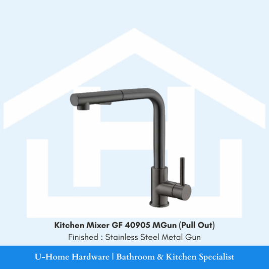 Detailed view of the single-lever handle on the GF 40905 MGun, emphasizing the precision engineering of this 3 Ticks WELS water-saving gunmetal tap.