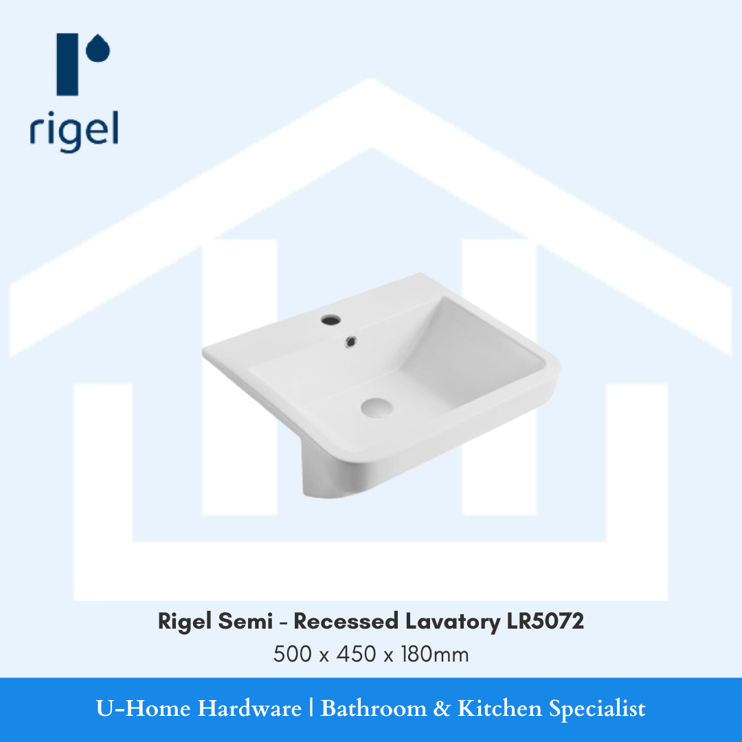 White Rigel semi-recessed lavatory