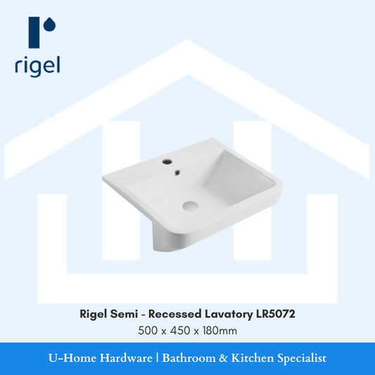White Rigel semi-recessed lavatory