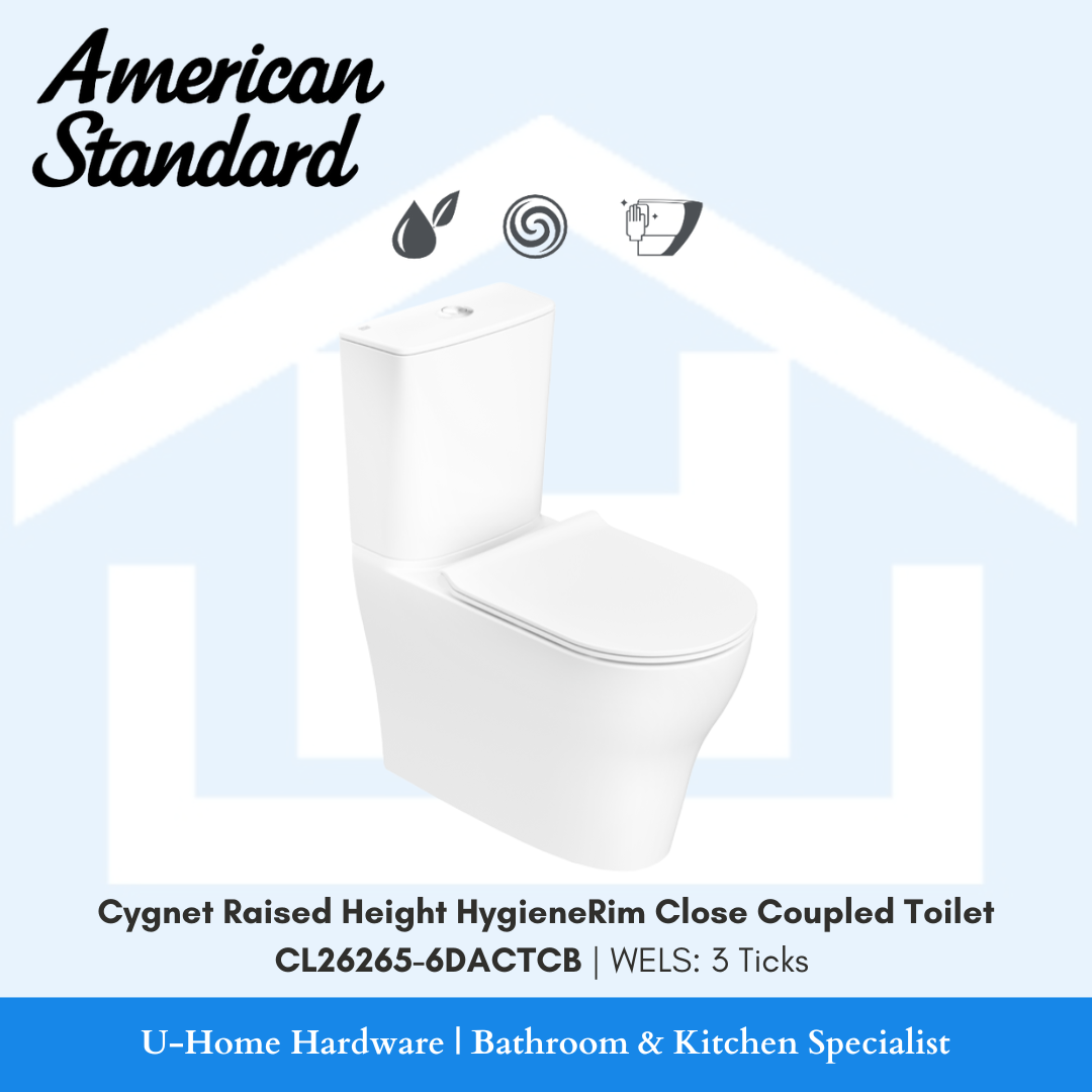 American standard cygnet raised height hygiene rim close coupled toilet bowl. plumbing singapore. toilet bowl singapore. American standard