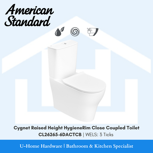 American standard cygnet raised height hygiene rim close coupled toilet bowl. plumbing singapore. toilet bowl singapore. American standard