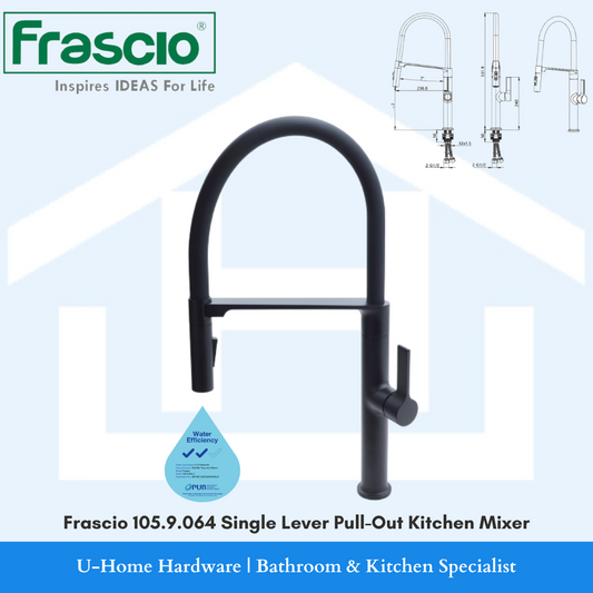 FRASCIO 105.9.064 Single Lever Pull-Out Kitchen Mixer (Matt Black)