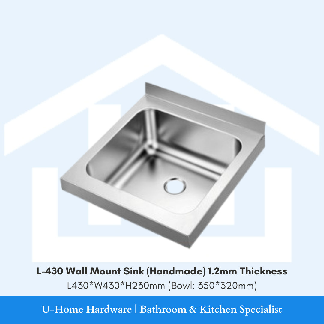 MONIC L-430 Wall-Mount Kitchen Sink Stainless Steel 1.2 Thickness