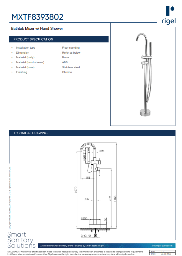 MXTF8393802
Bathtub Mixer w/ Hand Shower product features, product specifications and technical drawings.