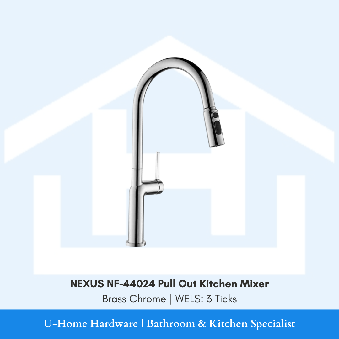 NEXUS NF-44024 Brass Chrome mixer featuring the PUB-approved WELS 3-Tick water-saving components and high-quality polished chrome surface