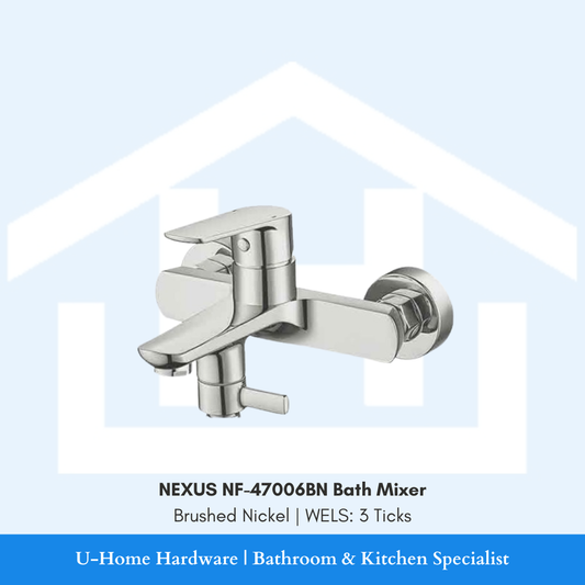 Isolated product cutout of the NEXUS NF-47006BN Bath Mixer, highlighting the robust 2-way design and the premium warm Brushed Nickel finish