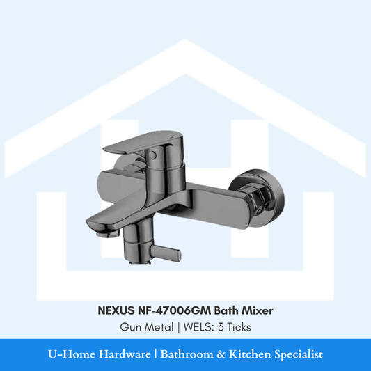 Isolated product cutout of the NEXUS NF-47006GM Bath Mixer, highlighting the robust 2-way design and the premium brushed Gun Metal finish.