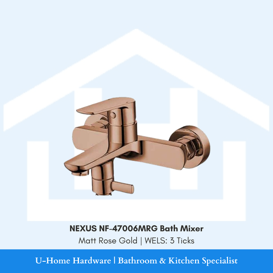 NEXUS NF-47006MRG 2-Way Bath Mixer in Matt Rose Gold finish, showing the single-lever handle and diverter for bathtub and shower use.