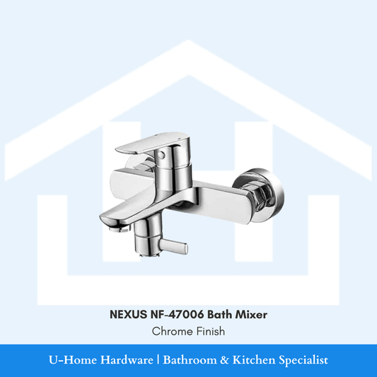 Chrome bath mixer with 'Nexus NF-47006' label 