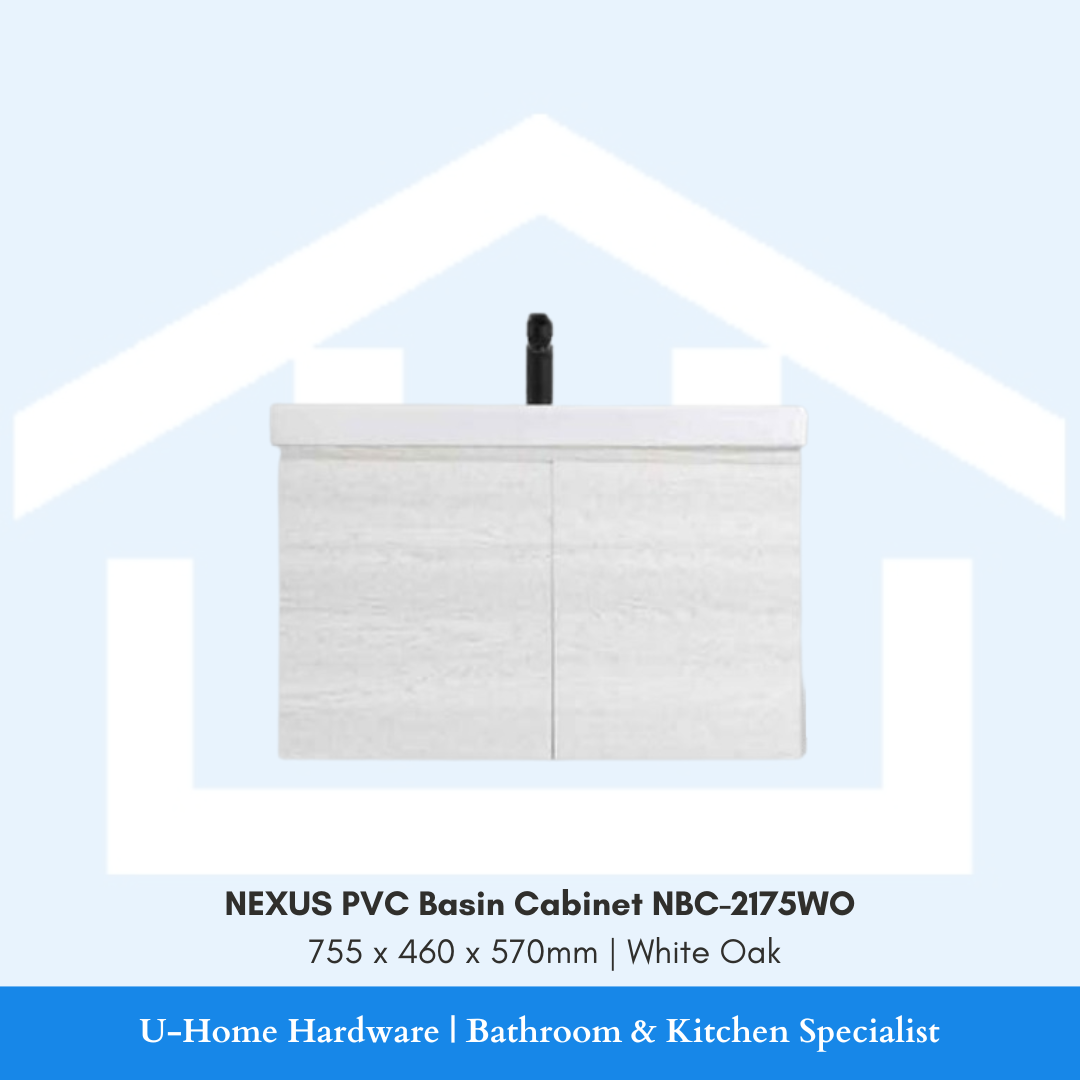 NEXUS NBC 2175WO 750mm waterproof PVC bathroom cabinet in a light White Oak wood grain finish