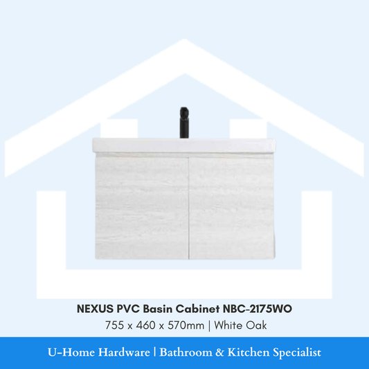 NEXUS NBC 2175WO 750mm waterproof PVC bathroom cabinet in a light White Oak wood grain finish