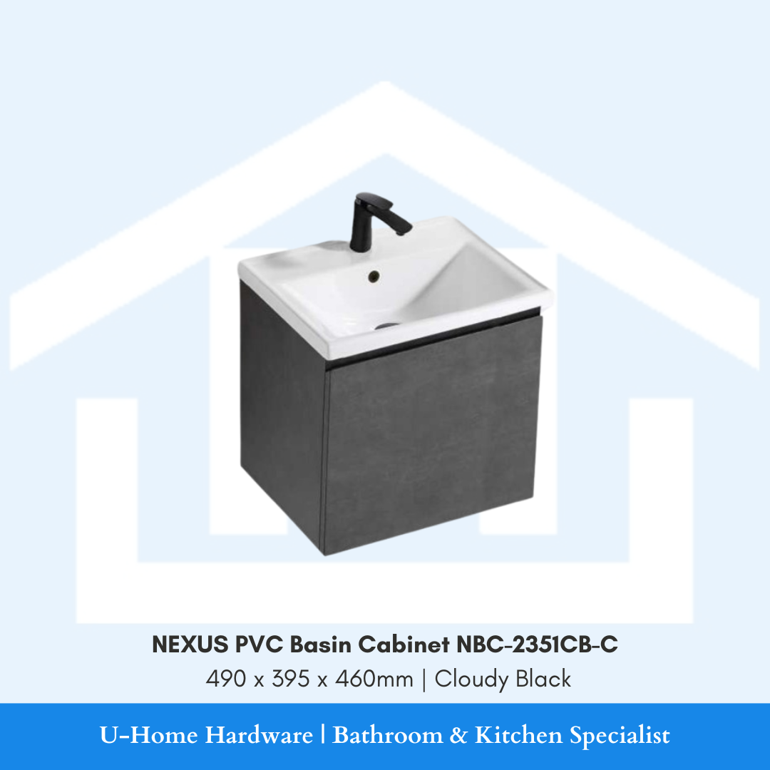 NEXUS NBC 2351CB C compact waterproof PVC bathroom cabinet in a modern Carbon Black finish.
