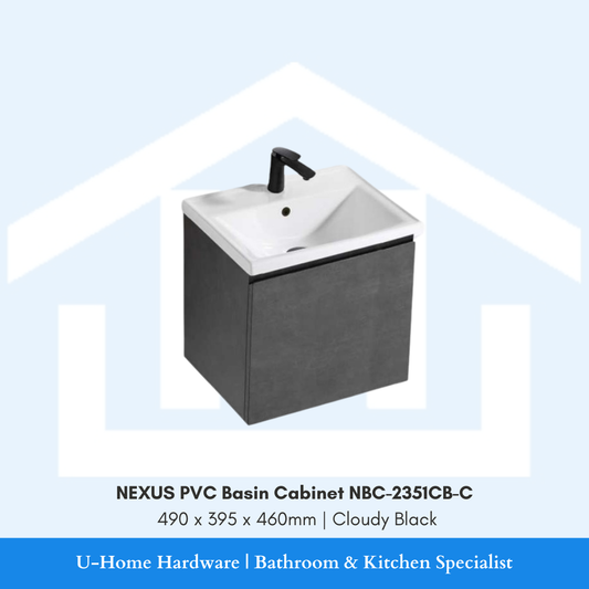 NEXUS NBC 2351CB C compact waterproof PVC bathroom cabinet in a modern Carbon Black finish.