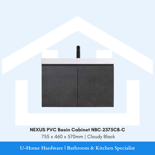 NEXUS NBC 2375CB C 750mm waterproof PVC bathroom cabinet in a modern Carbon Black finish.