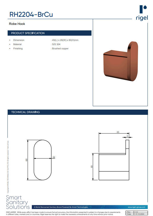 RH2204-BrcU product features, product specifications and technical drawings.