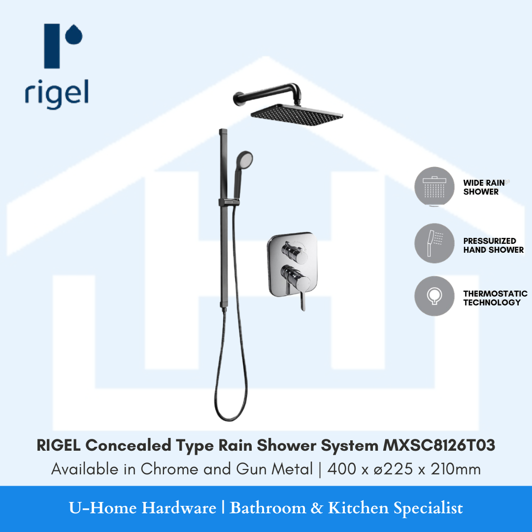 Side angle view of the RIGEL MXSC8126T03 concealed shower mixer, highlighting the slim protrusion of the lever and the premium Gun Metal textured finish.