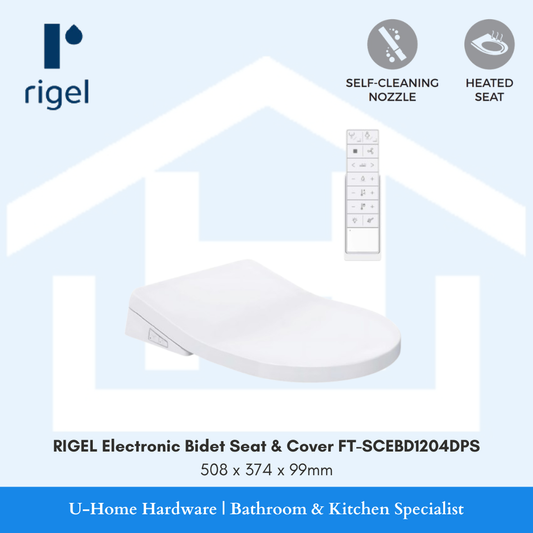 Top view of the RIGEL FT-SCEBD1204DPS smart seat, highlighting the premium D-shape contour and remote control.